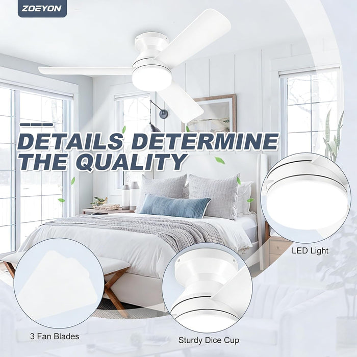 42 Inch White Ceiling Fan RemoteControl DimmableLight