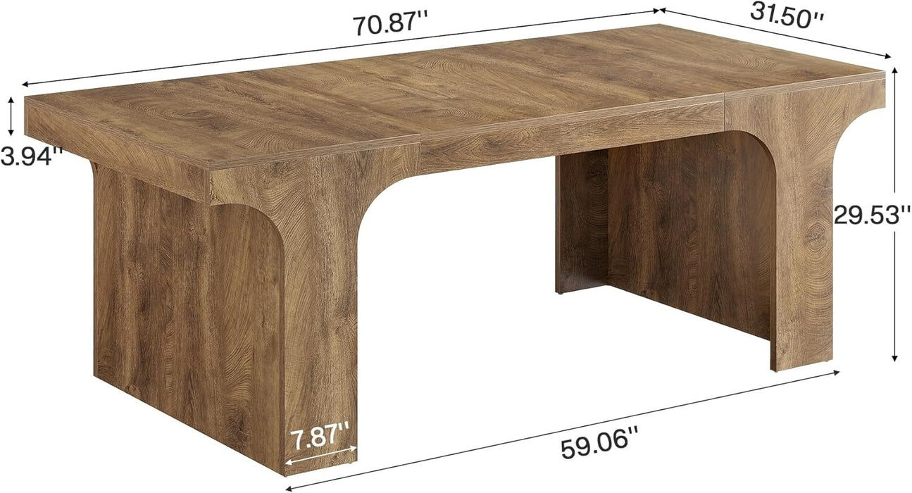 70.9Inches PremiumHandcrafted Wood Dining Table Arched Legs