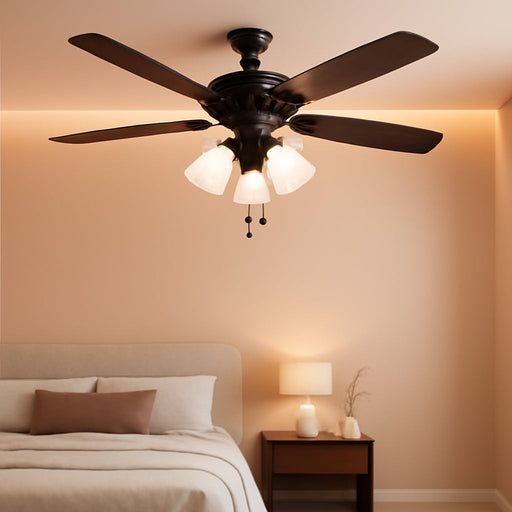 52 Inch Indoor Ceiling Fan With Brushed Bronze Shading