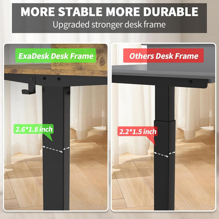 63 X 30 Inch Electric Standing Desk with 2 Drawers, Adjustable Height Widened Stand up Desk with Storage, Sit to Stand Ergonomic Workstation for Home Office, Rustic Brown