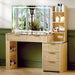 51Inch Oak Vanity Desk With IndustrialLEDLighting System