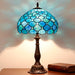 Tiffany Style Stained Glass Table Lamp Sea Blue Pearl 18.5 Inch