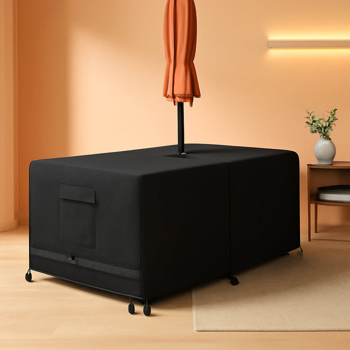 Rectangle Patio Table Cover with Umbrella Hole Heavy Duty Waterproof 600D Oxford Fabric Outdoor Lawn Patio Furniture Covers (Square-108"Lx 82"W X 23.6"H)