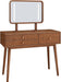 Wood Vanity with Mirror Light, Three-Drawer Vanity, Three-Color Adjustable Vanity Mirror, Suitable for Bedrooms and Dressing Rooms, Walnut Wood