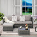 3 Pieces Patio Furniture Set All-Weather Outdoor Wicker Sectional Conversation Sofa Rattan Patio Sofa W/Cushion & Glass Table,Patio Conversation Set,Backyard Furniture for Porch (Light Gray)