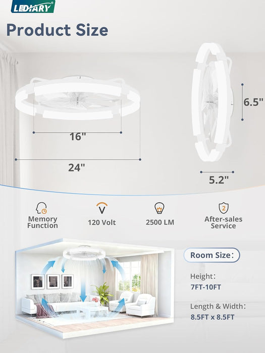 TwentyFourInch Ceiling Fan With Dimmable Lights Remote