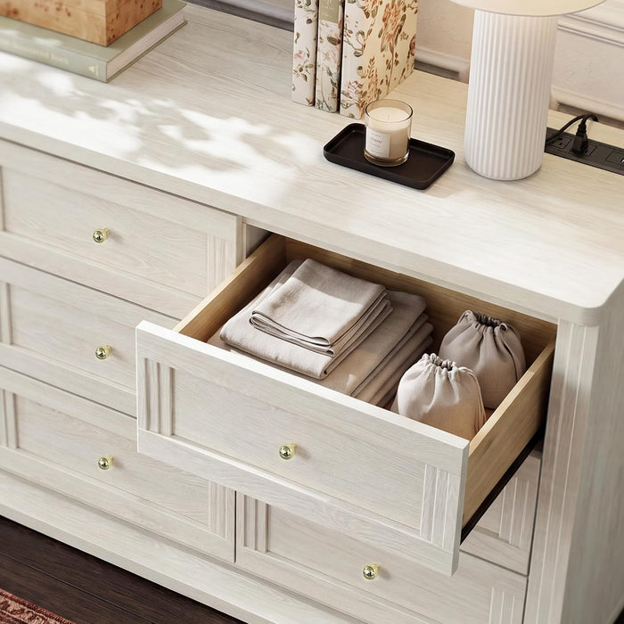 9 Drawers Dresser for Bedroom with Charging Station, Modern Chest of Drawer