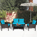 4-Piece Patio Furniture Set Outdoor Rattan Wicker Conversation Set with Coffee Table, Sectional Sofa Bistro Set with Cushions for Garden Poolside Backyard