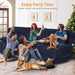 Recliner Sofa with Storage Console, Flip Middle Backrest Design 3-Seater Reclining Sofa with Storage Drawer, USB Ports & Cup Holders, Manual Couch for Living Room (Blue, 3 Seater + Console)