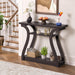47" Wood Console Table for Entryway, Narrow Sofa Table with 3-Tier Shelves, Curved Legs Farmhouse Hallway Table, Skinny Console Table behind Couch, Rustic Wooden Entry Table for Living Room (Brown)