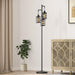 70" Industrial Floor Lamp, Stepless Dimmable Standing Lamp with 3 Bulbs, Farmhouse Corner Standing Tree Lamp for Living Room, Tall Lamps for Bedroom, Office, Study Room, Dining Room, Black