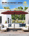 15FT Large Patio Umbrella with Base Included, Outdoor Deck Standing Umbrella with Crank Handle, Double-Side Rectangular Pool Umbrella for Outside, Market, Patio, Burgundy