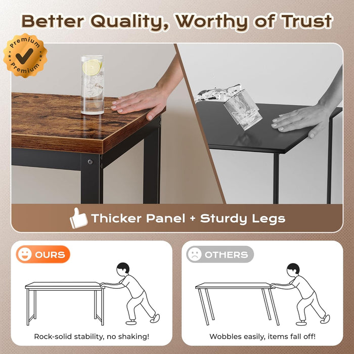 55 X 24 Inch Desk with Power Outlets & USB-C, Deeper & Thicker Desktop, Robust Metal Tubes, Computer Desk, Heavy Duty Office Desk, Work Gaming Desk for Home Office, Rustic Brown