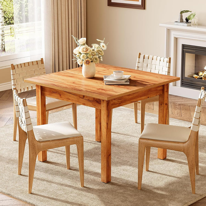 39 Inches Square Dining Table for 4 People, Brown Wooden Kitchen Table Small Dinner Table, Modern Dining Room Tables for Living Room, Kitchen, Oak Brown