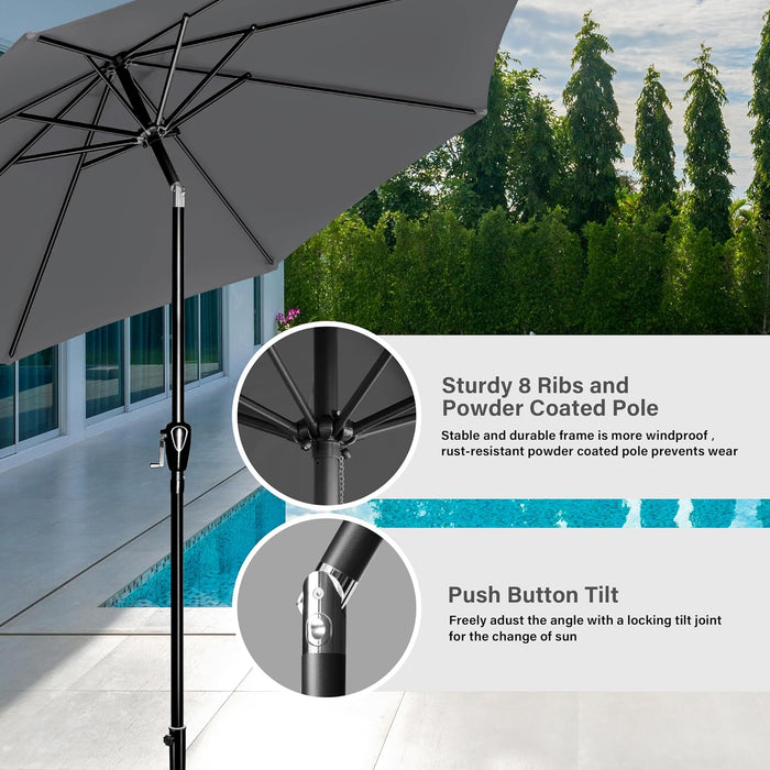 9' Patio Umbrella Outdoor Table Market Yard Umbrella with Push Button Tilt/Crank