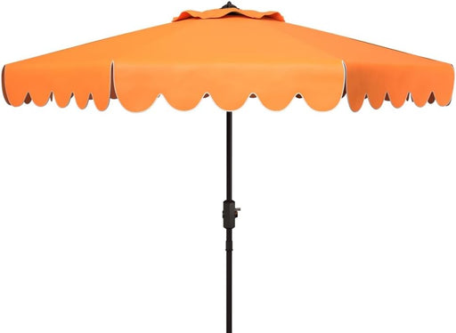 Safavieh PAT8010A Collection Venice Navy and White Single Scallop 9Ft Crank Outdoor Push Button Tilt Umbrella