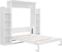 Full Murphy Bed White With BuiltInStorageShelves LED