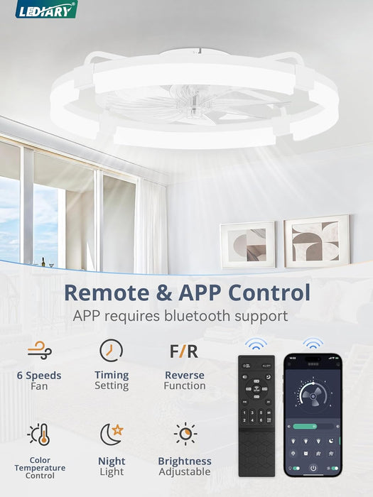 TwentyFourInch Ceiling Fan With Dimmable Lights Remote