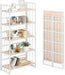 No Assembly 5 Tiers Folding Bookshelf, 59.4" H Foldable Storage Shelves Vintage Bookcase Standing Racks Study Organizer Home Office - Natural White