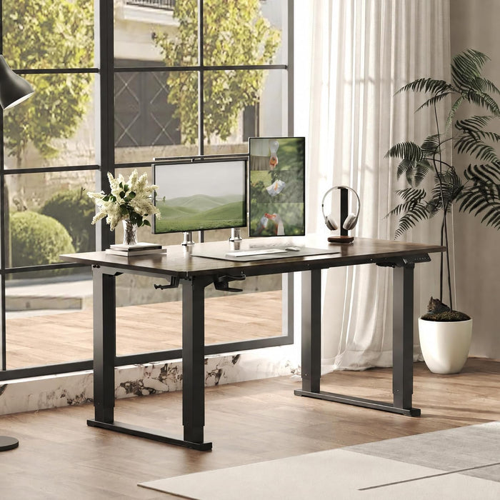 4-Leg Electric Height Adjustable Standing Desk, 63X28 Black Walnut