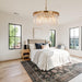 Modern round Gold Chandelier, 8-Light Ceiling Fixture | 20" Small Pedant Lighting Fixture for Bedroom, Dining Room, Kitchen Island