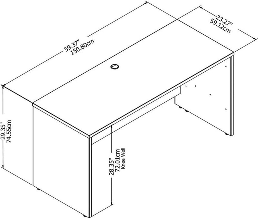 Bush Business Furniture Studio C 60W X 24D Credenza Desk in White, Computer Table for Home or Professional Office