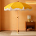 7Ft Fringe Beach Umbrella with Sand Anchor Outdoor Patio, UPF 50+, Yellow