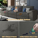 Grey Oversized Loveseat Faux Leather Upholstered Sofa