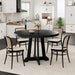 round Dining Table for 4, 47 Inches Dining Room Table with Wooden Base, Kitchen Table with Circle Tabletop, Dinner Table for Dining Room, Kitchen, Living Room, Black