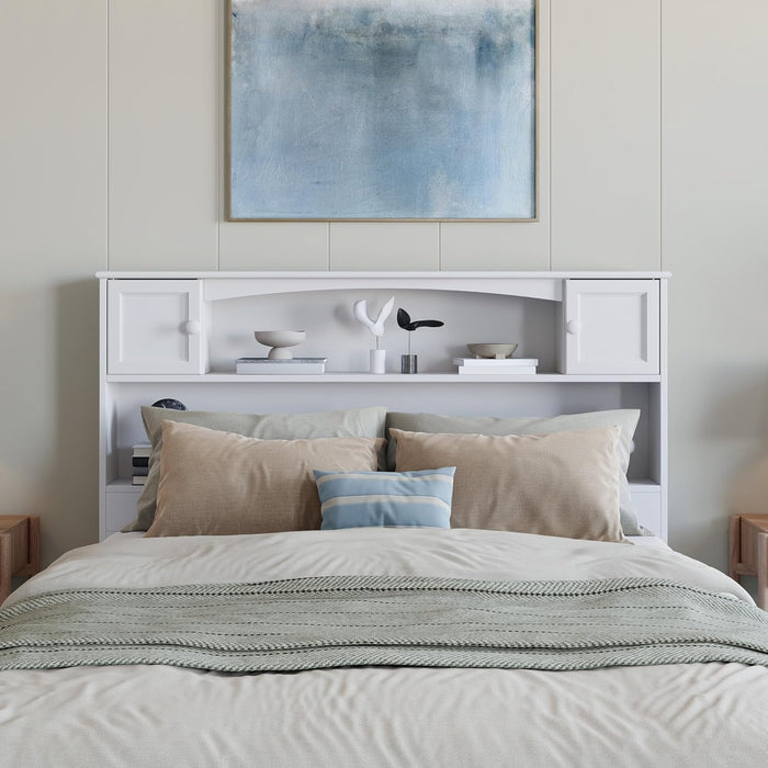 Newport Full Size Bookcase Headboard with Attachable Charger in White