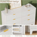 6 Drawer Dresser for Bedroom, 47" Wide Modern Fluted Dresser with Gold Metal Handles, Chest of Drawers for Bedroom, Living Room, Entryway, Hallway, White