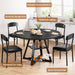 Round Dining Table Set for 4, Kitchen Table and Chairs for 4, Circle Table round Pedestal Dining Room Dinner Dinette Table Set,5 Piece Space Saving Wood Kitchen & Dining Room Tables (Black, 47In)