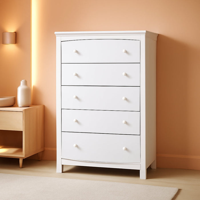 White Storkcraft Kenton 5 Drawer Dresser