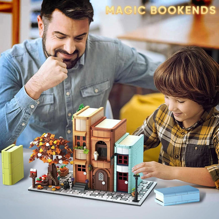 Bookend Magic House Building Kit, Home Decorative for Building Block Toy, Bookcase Miniature House Model Building, Cool Bookshelf Organizer and Home Decor 1488Pcs