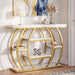 Modern Console Table, 41.3" Narrow Entryway Table with Storage Shelves & Faux Marble Top, 5-Tier Sofa Tables behind Couch with Arched Metal Frame for Living Room, Hallway (Gold & White)