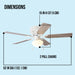 52 Inch Hugger Indoor Ceiling Fan with Light Kit, White, 5 Blades, Reverse Airflow