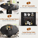 Extendable round Kitchen Dining Room Table for 4-6 with 2-Tier Storage Shelf, 63'' Space Saving Expandable Wood Oval Circle Dinner Furniture with Pedestal Base(Black)