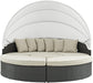 Sojourn Outdoor Patio Sunbrella Sectional Daybed with Canopy in Antique Canvas Beige