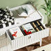 White 6 Drawer Dresser, Modern Wide Dresser for Bedroom, Fluted Wood Chest of Drawers with Metal Handles for Clothes, Storage Cabinet for Living Room, Entryway, Office