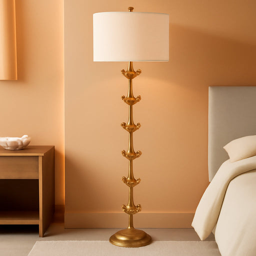 Antiqued Gold Floor Lamp SixtyThreePointFiveInchHeight