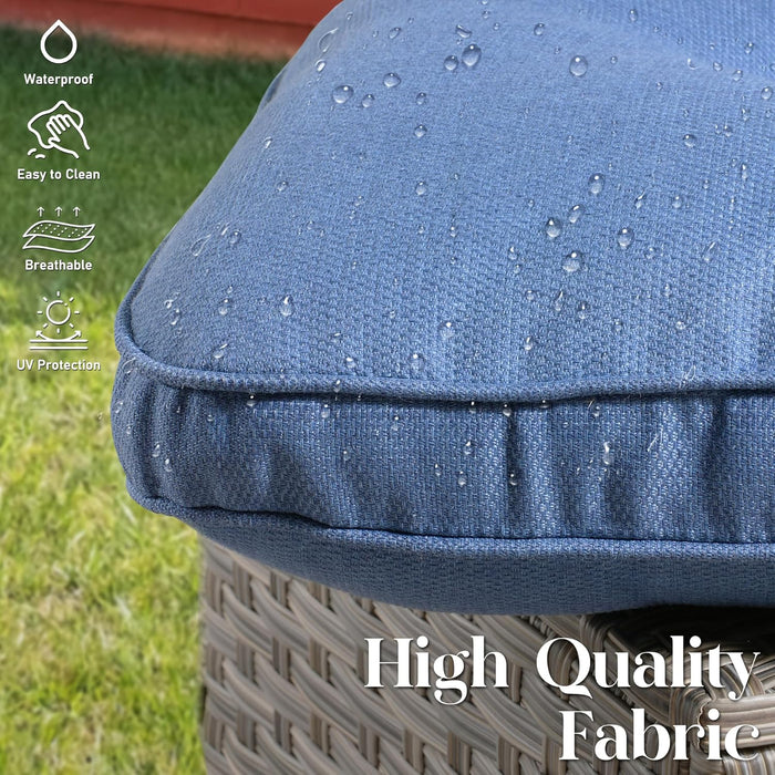 Patio Furniture,All Weather Wicker 5 PCS Outdoor Sofa with High Back Swivel Rocker Chairs,Conversation Set with Solar Powered Coffee Table,Grey Rattan Light Blue Cushion