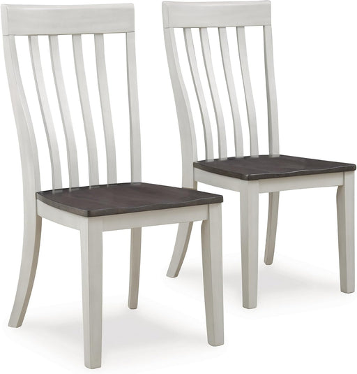 Darborn Farmhouse Armless Dining Chair with Contoured Seat, Set of 2, White & Gray