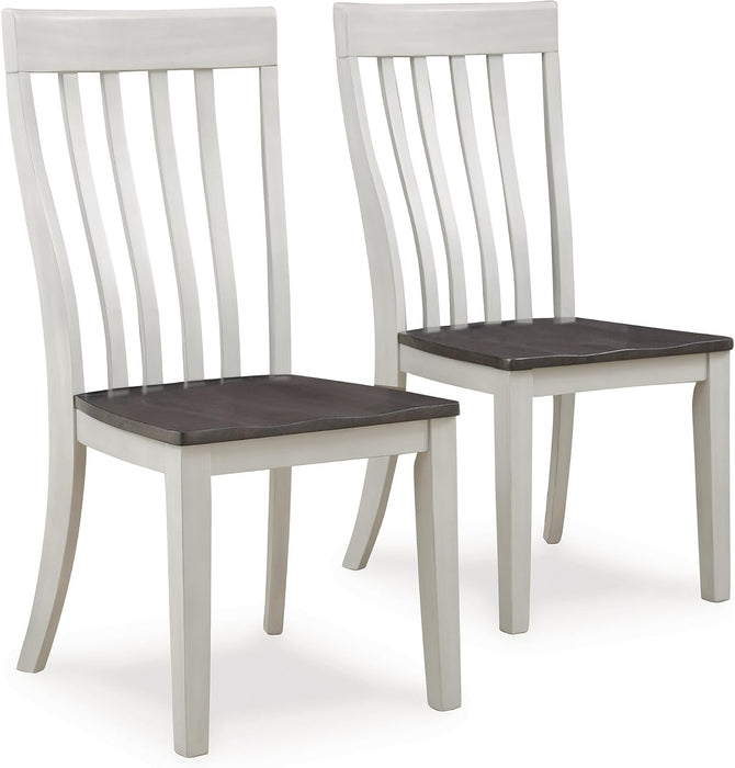 Darborn Farmhouse Armless Dining Chair with Contoured Seat, Set of 2, White & Gray