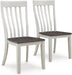 Darborn Farmhouse Armless Dining Chair with Contoured Seat, Set of 2, White & Gray