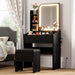 Black Vanity Desk With LED Illuminated MirrorStorage