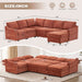 116Inch Orange ChenilleFabric Modular Sleeper Sofa USB