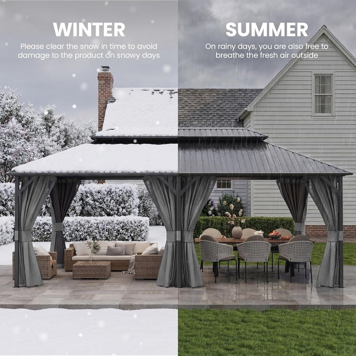 12x20 Ft WeatherResistant Outdoor Gazebo With Curtains
