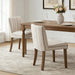 Upholstered Parsons Chair Set of 2, Linen Fabric Khaki Striped Dining Chairs with Walnut Wood Leg Cushioned Back Modern Rustic Side Chairs for Living Room/Kitchen/Dining/Restaurant