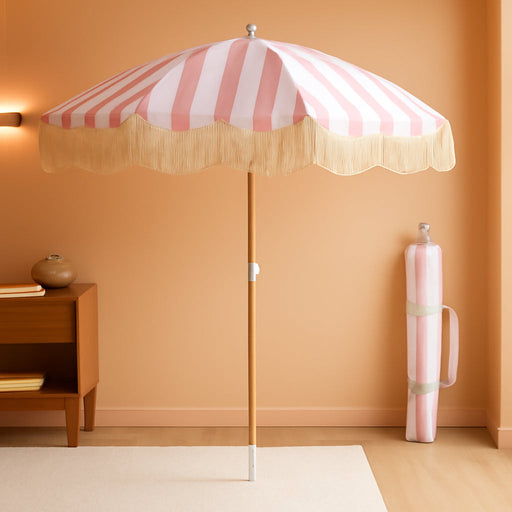 Boho Outdoor Umbrella with Tassels,6Ft Table Umbrella Outdoor Patio with Knobs Tilt,Wind Resistant Portable Beach Umbrella UPF50+ Fringe Umbrellas for Pool Backyard Deck Garden