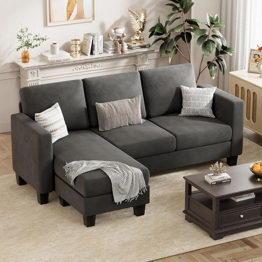 Dark Gray Linen Sectional Sofa for Small Spaces